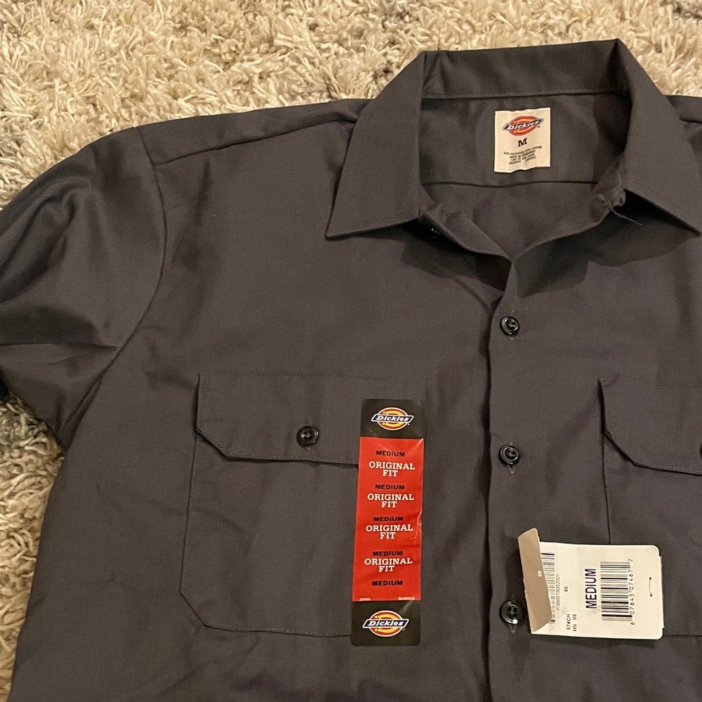 Dickies Men's Charcoal Button Down Shirt